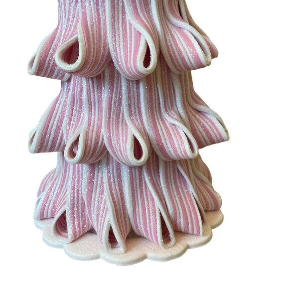 Cupcakes & Cashmere Peppermint Candy Ribbon Taffy Christmas Tree 19in Pink NEW - Picture 3 of 13
